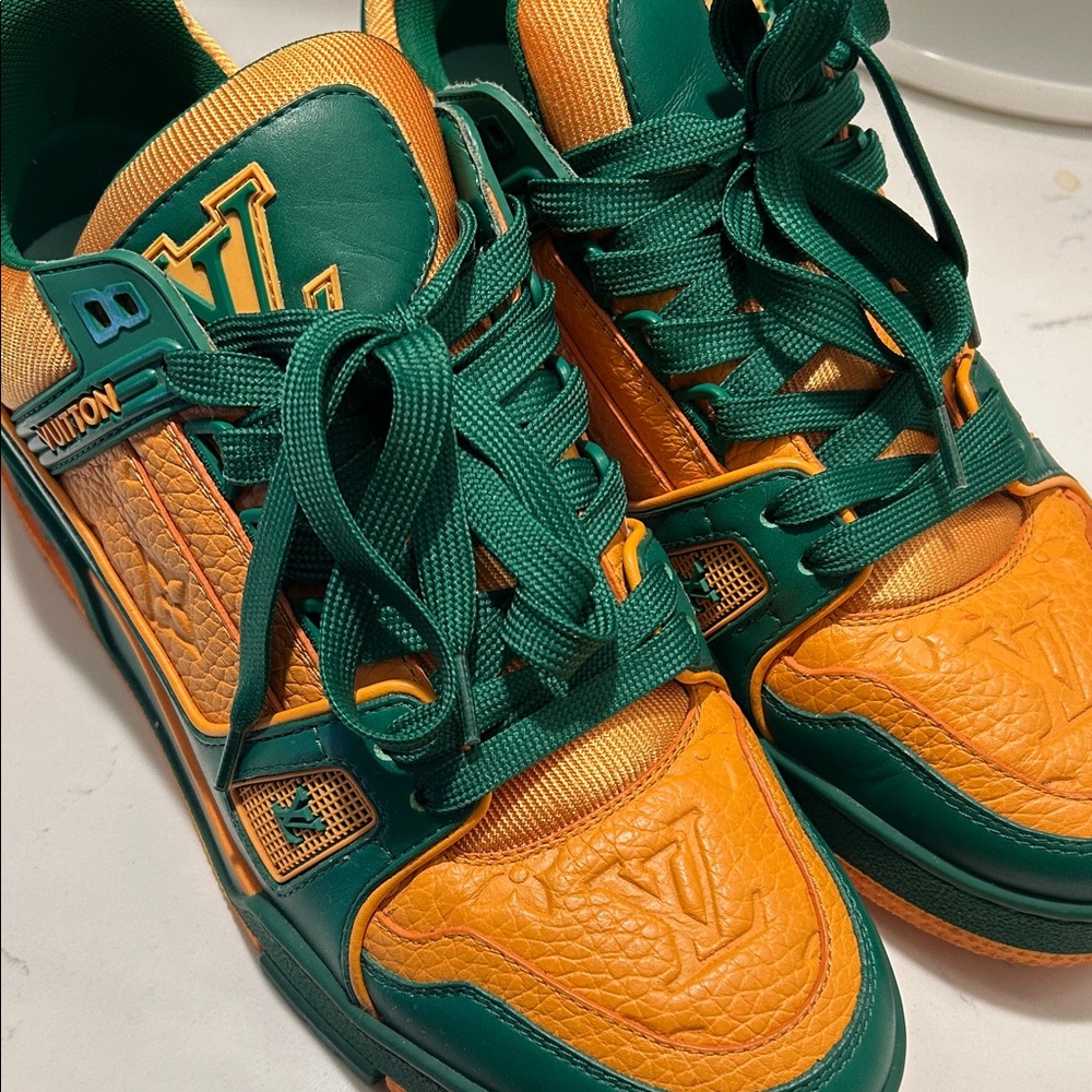 Louis Vuitton Vibrant Green and Orange Sneakers